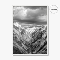 Yellowstone Black and White Fine Art Photo Print, Lower Falls Wyoming Poster