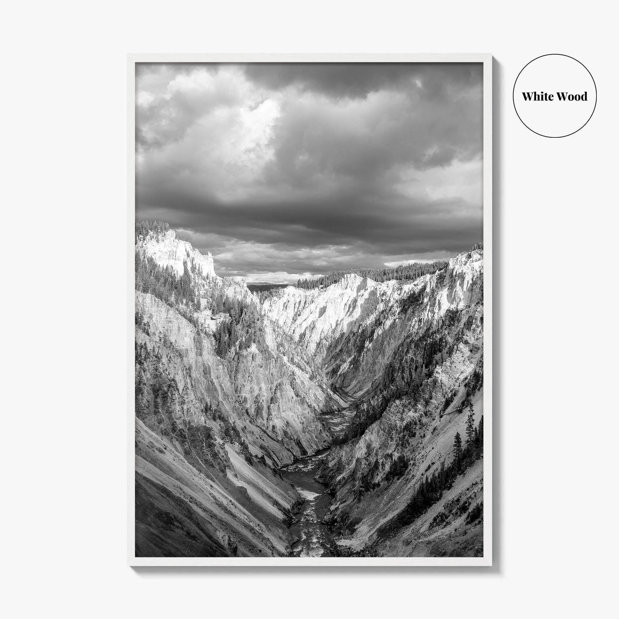 Yellowstone Black and White Fine Art Photo Print, Lower Falls Wyoming Poster