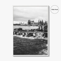 Yamba Black and White Fine Art Photo Print, Clarence Head Turners Beach NSW Poster