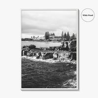 Yamba Black and White Fine Art Photo Print, Clarence Head Turners Beach NSW Poster