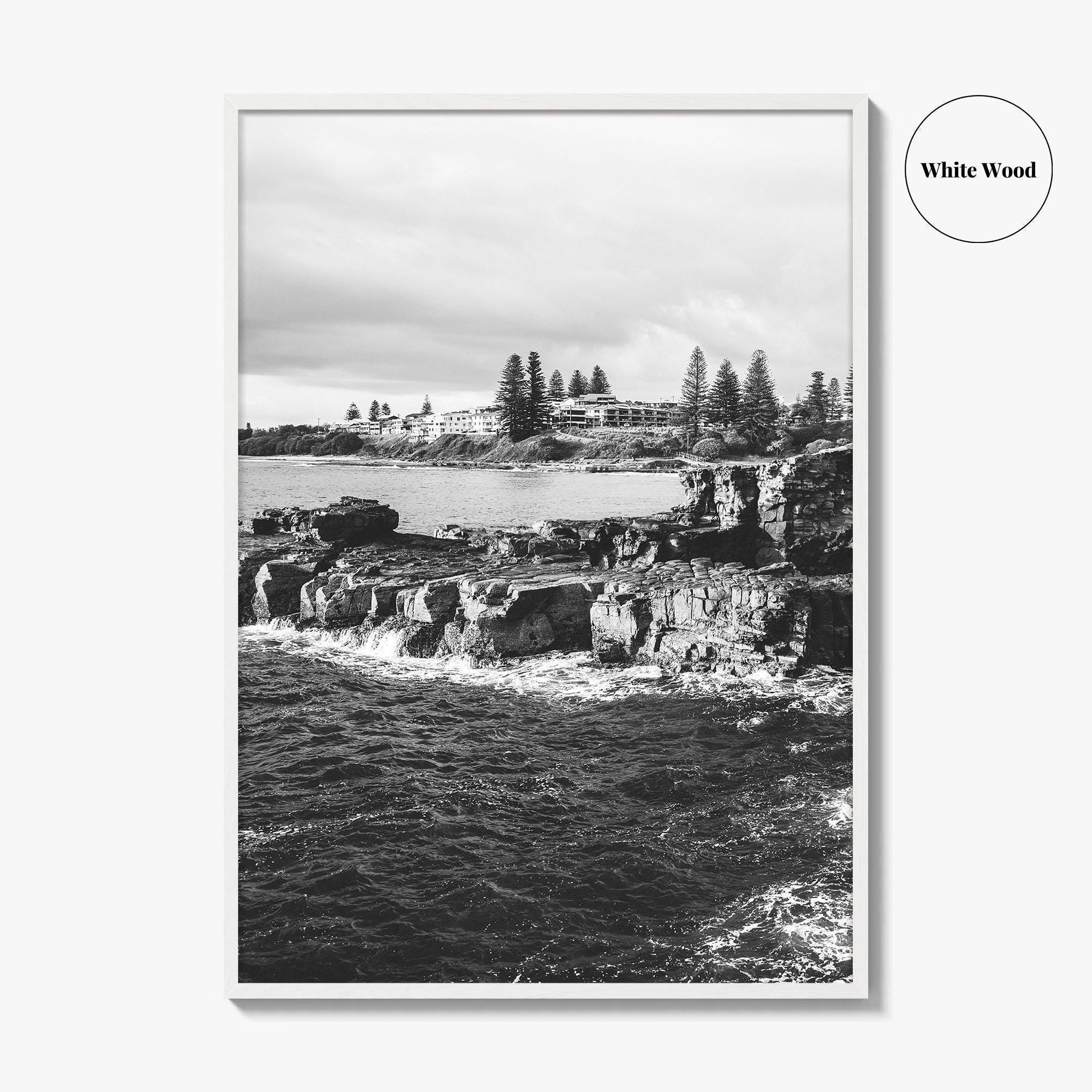 Yamba Black and White Fine Art Photo Print, Clarence Head Turners Beach NSW Poster