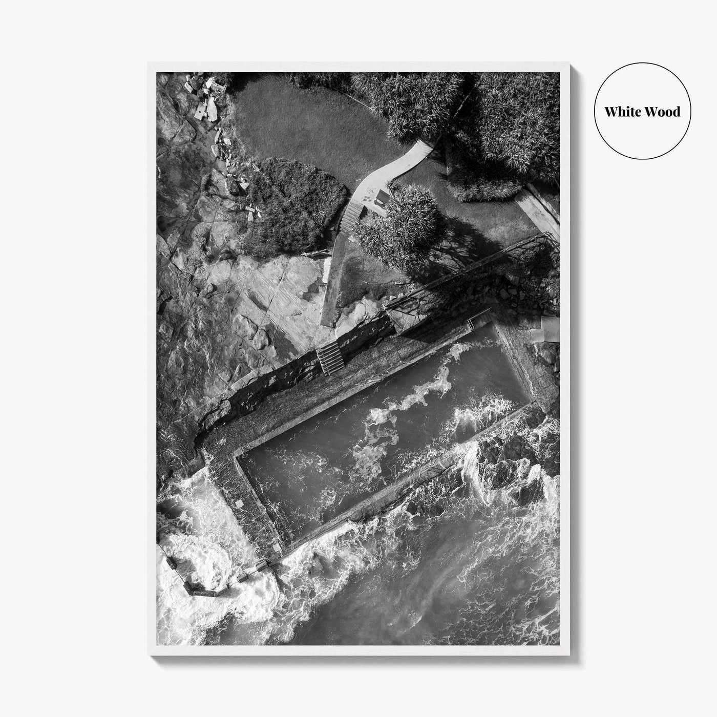 Yamba Black and White Fine Art Photo Print, Ocean Pool NSW Australia, Sydney Poster