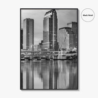 Tampa Skyline Black and White Fine Art Photo Print, Florida Downtown, USA Wall Poster