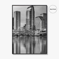 Tampa Skyline Black and White Fine Art Photo Print, Florida Downtown, USA Wall Poster