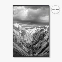 Yellowstone Black and White Fine Art Photo Print, Lower Falls Wyoming Poster