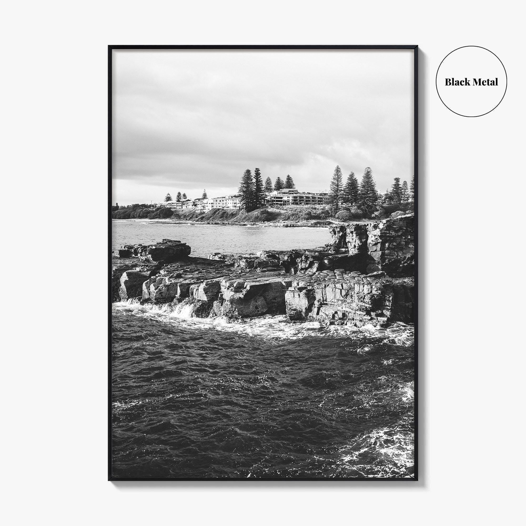 Yamba Black and White Fine Art Photo Print, Clarence Head Turners Beach NSW Poster