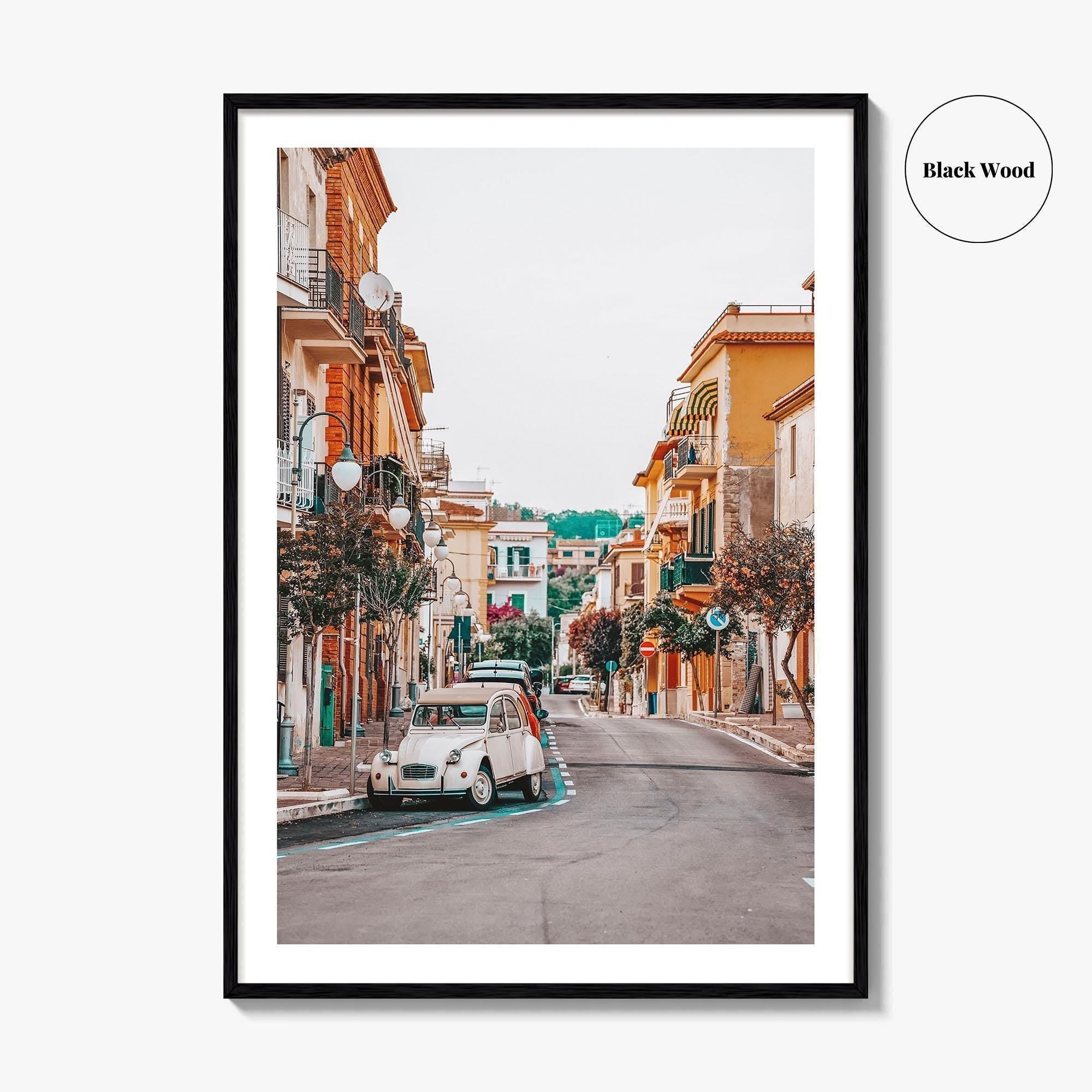 Scauri Italy Fine Art Photo Print, Italian Street, Vintage Car, Minturno Lazio Wall Poster