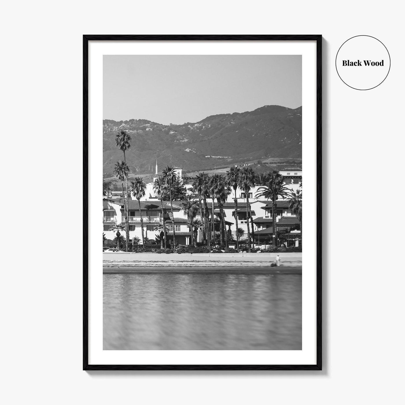 Santa Barbara Black and White Fine Art Photo Print, California Beach Marina Poster