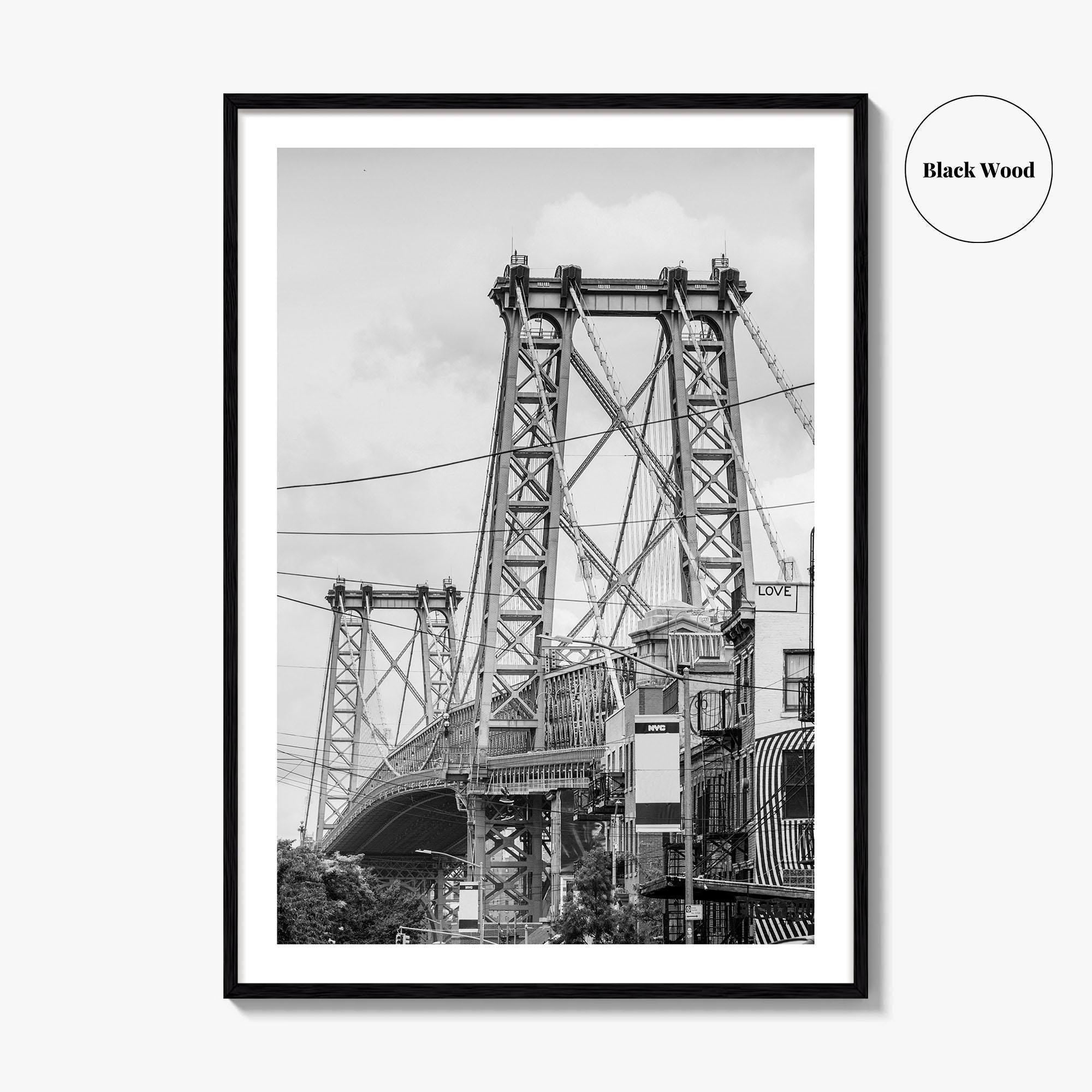 Williamsburg Bridge New York Black and White Fine Art Photo Print, Brooklyn NYC, Poster
