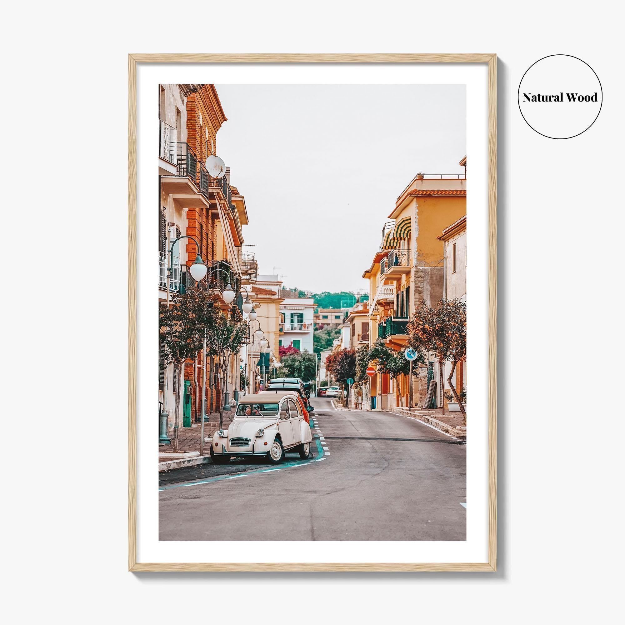 Scauri Italy Fine Art Photo Print, Italian Street, Vintage Car, Minturno Lazio Wall Poster