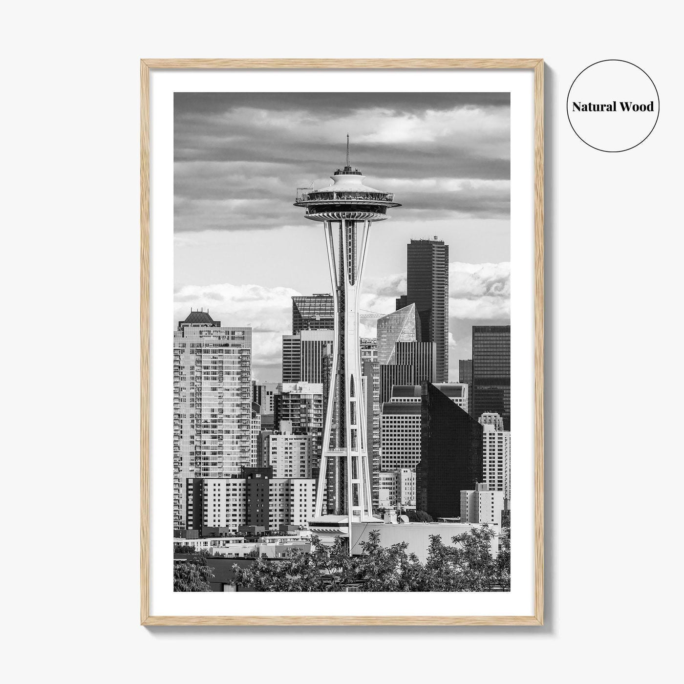 Seattle Skyline Black and White Fine Art Photo Print, Washington Poster