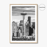 Seattle Skyline Black and White Fine Art Photo Print, Washington Poster
