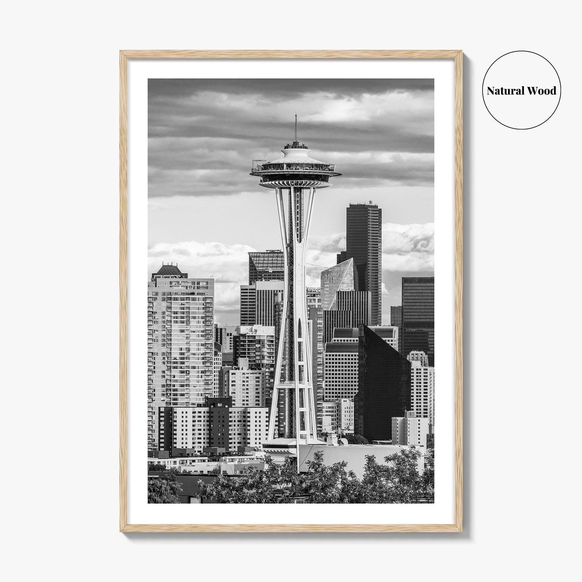 Seattle Skyline Black and White Fine Art Photo Print, Washington Poster