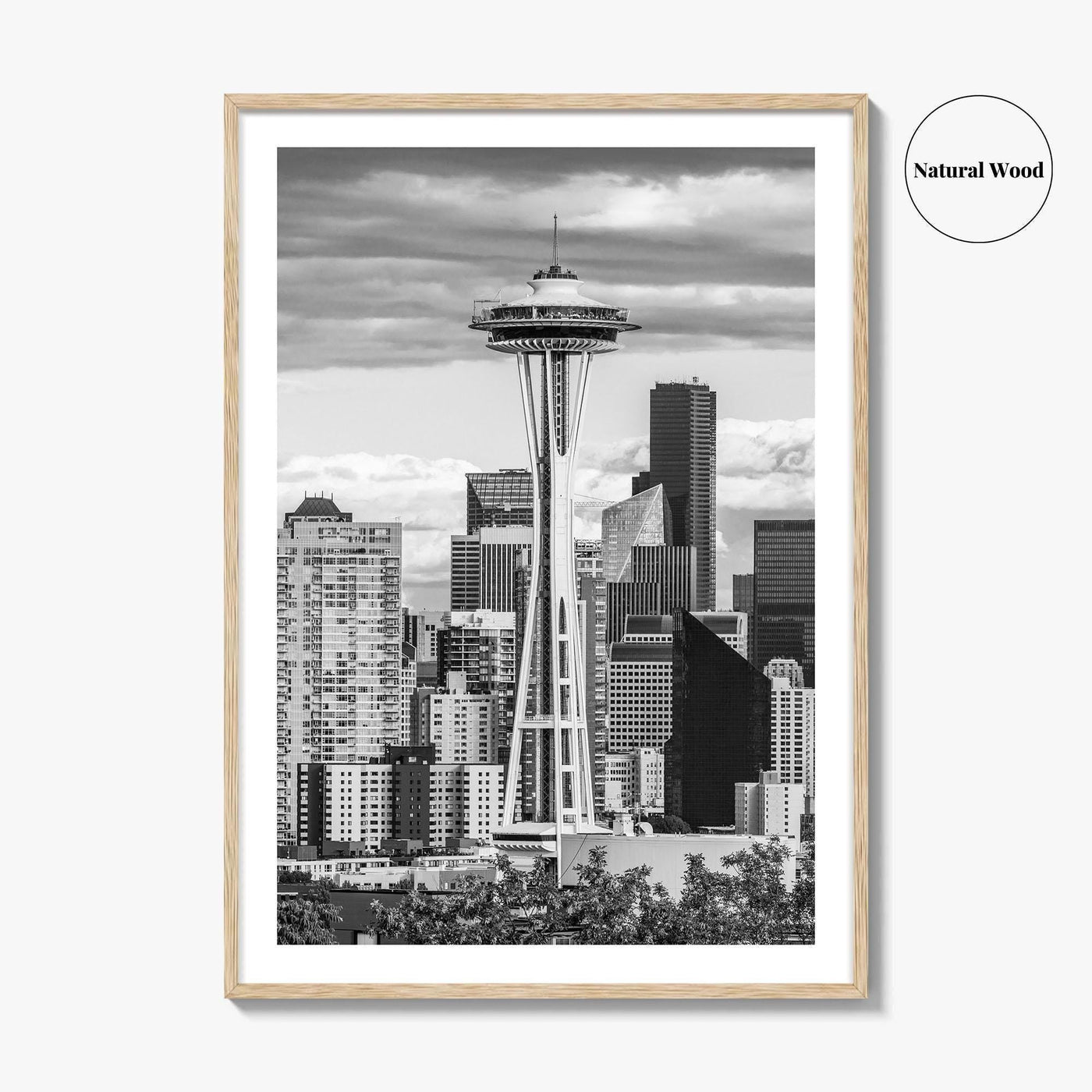 Seattle Skyline Black and White Fine Art Photo Print, Washington Poster