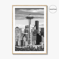 Seattle Skyline Black and White Fine Art Photo Print, Washington Poster