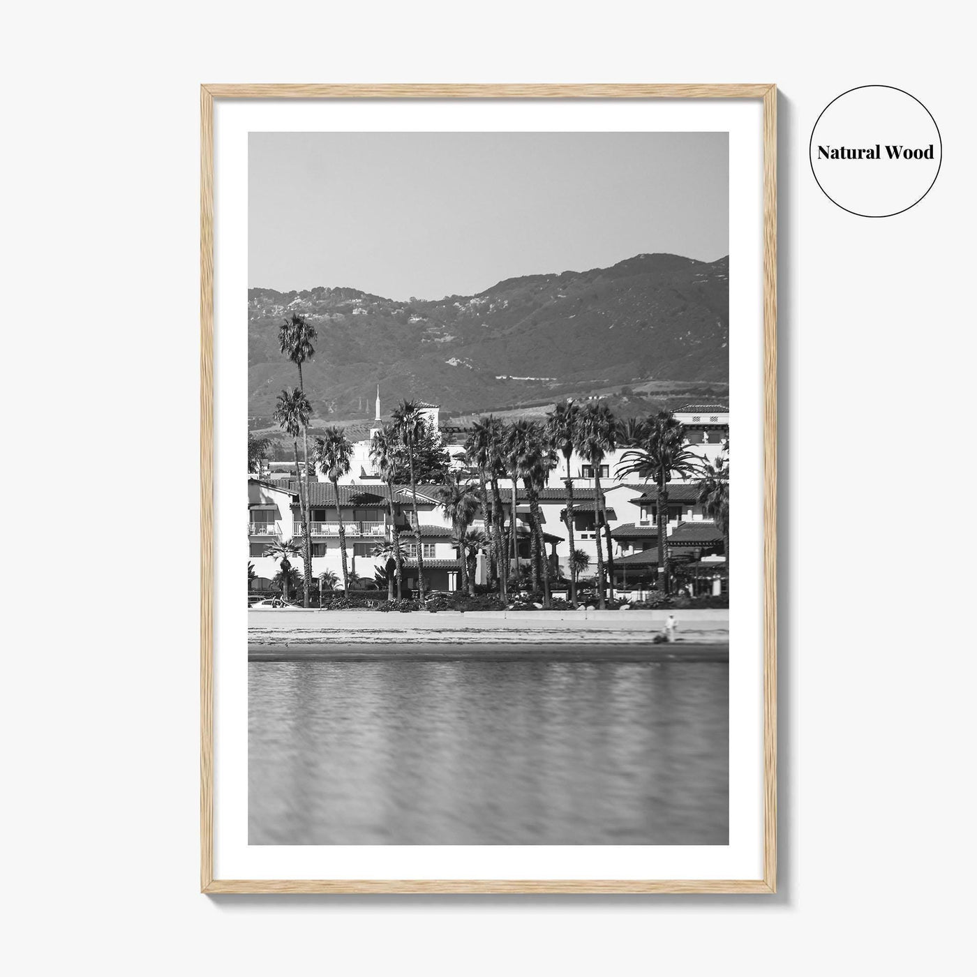Santa Barbara Black and White Fine Art Photo Print, California Beach Marina Poster