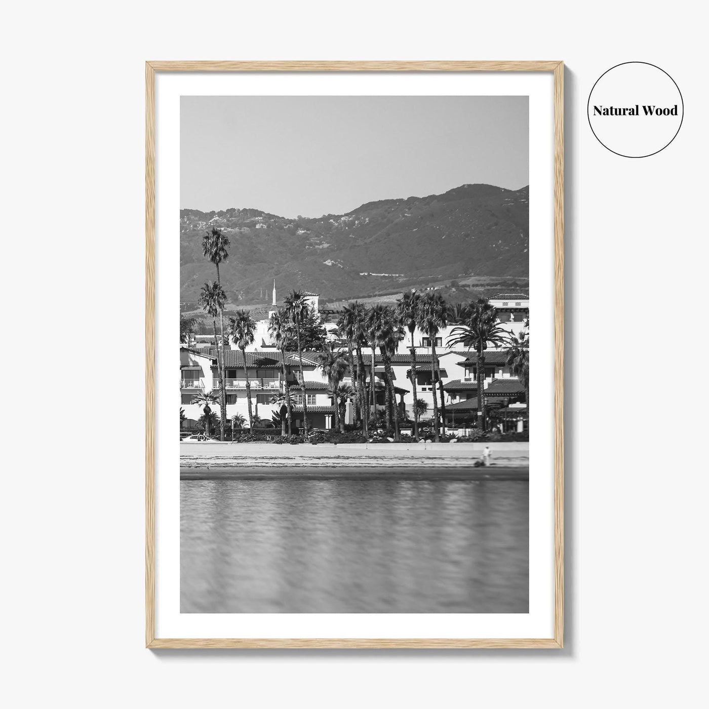 Santa Barbara Black and White Fine Art Photo Print, California Beach Marina Poster