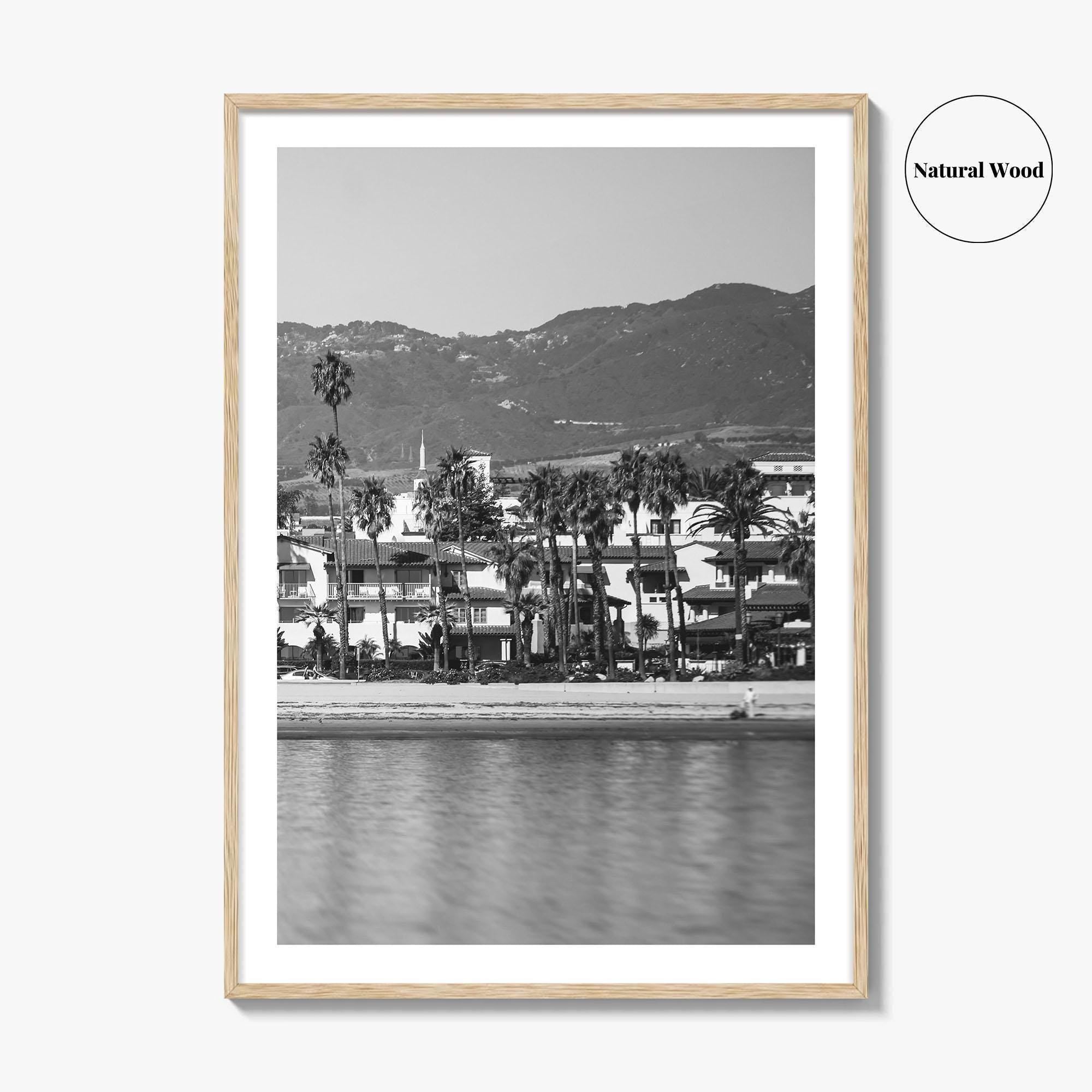 Santa Barbara Black and White Fine Art Photo Print, California Beach Marina Poster