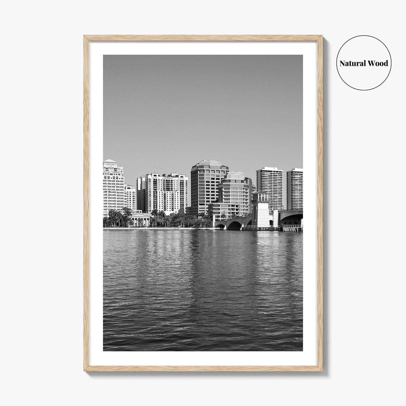 West Palm Beach Skyline Black and White Fine Art Photo Print, Florida Poster