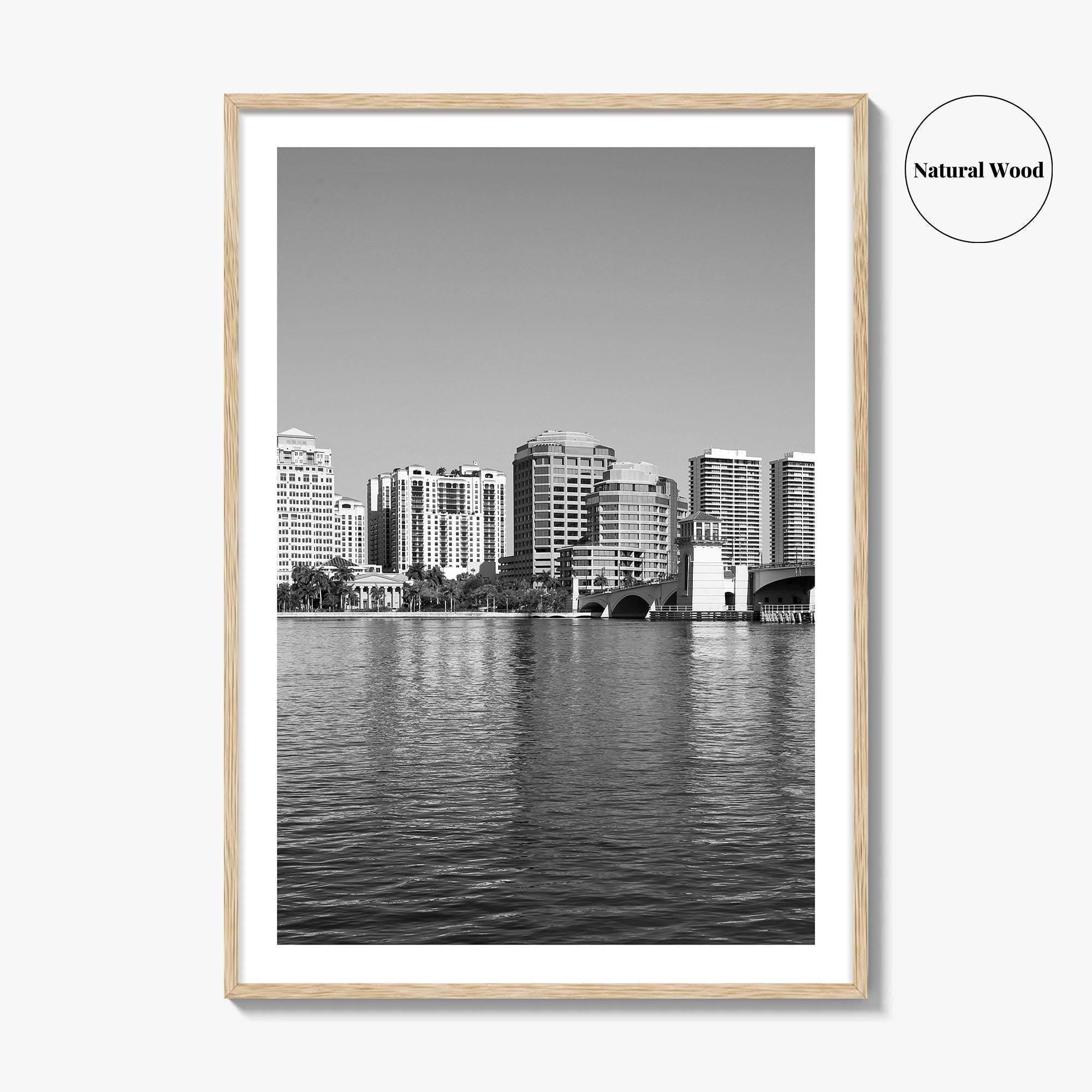 West Palm Beach Skyline Black and White Fine Art Photo Print, Florida Poster