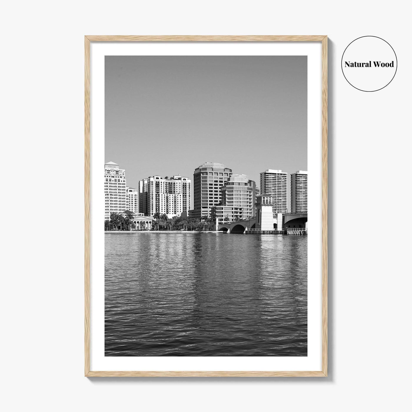 West Palm Beach Skyline Black and White Fine Art Photo Print, Florida Poster