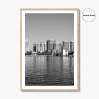 West Palm Beach Skyline Black and White Fine Art Photo Print, Florida Poster