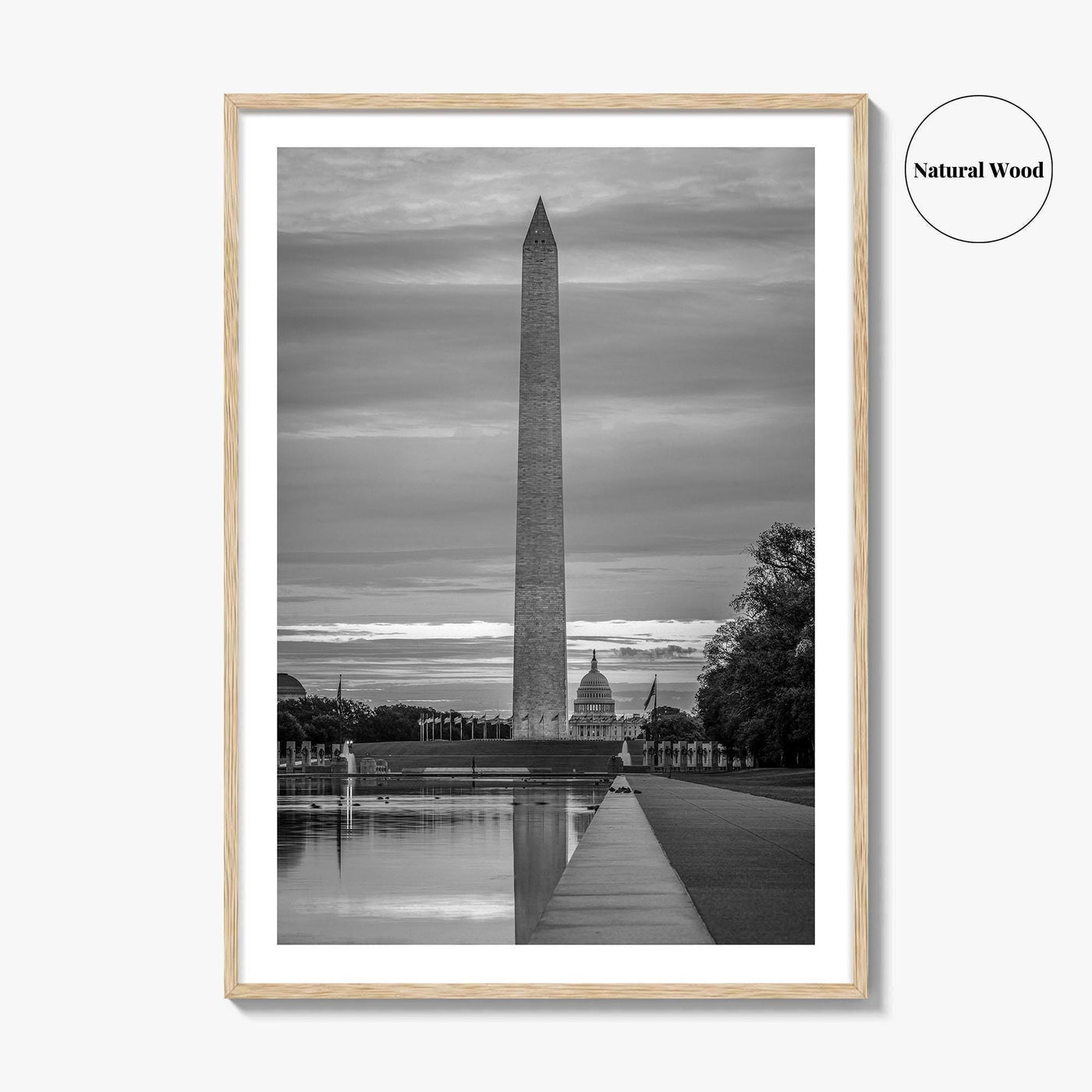 Washington DC Black and White Fine Art Photo Print, US Capitol National Mall Poster