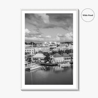 St John's Skyline Black and White Fine Art Photo Print, Antigua, Redcliffe Quay Poster