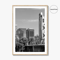 Sacramento Skyline Black and White Fine Art Photo Print, Tower Bridge, California Poster