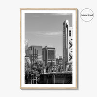 Sacramento Skyline Black and White Fine Art Photo Print, Tower Bridge, California Poster