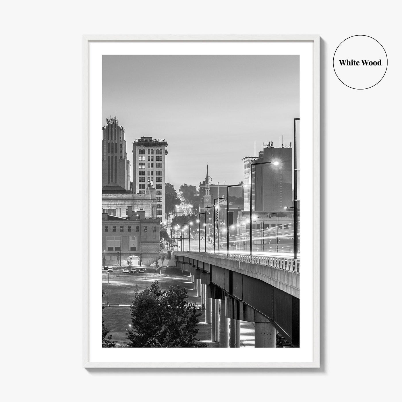 Youngstown Skyline Black and White Fine Art Photo Print, Downtown Ohio Poster