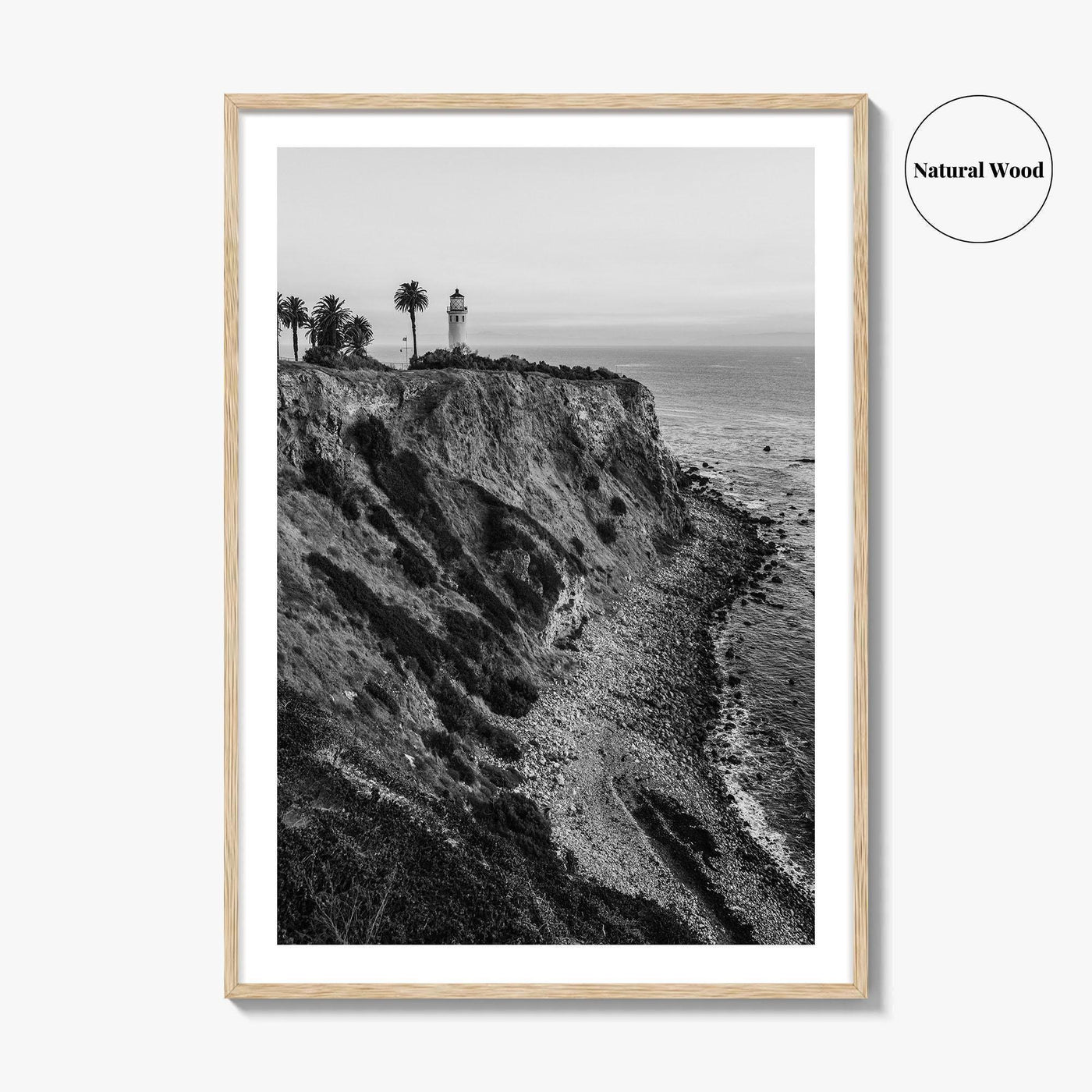 Rancho Palos Verdes Black and White Fine Art Photo Print, Point Vicente Lighthouse Poster
