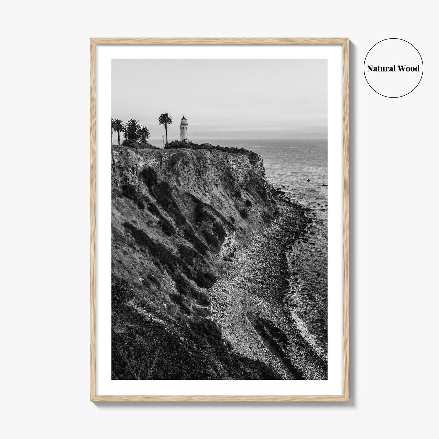 Rancho Palos Verdes Black and White Fine Art Photo Print, Point Vicente Lighthouse Poster