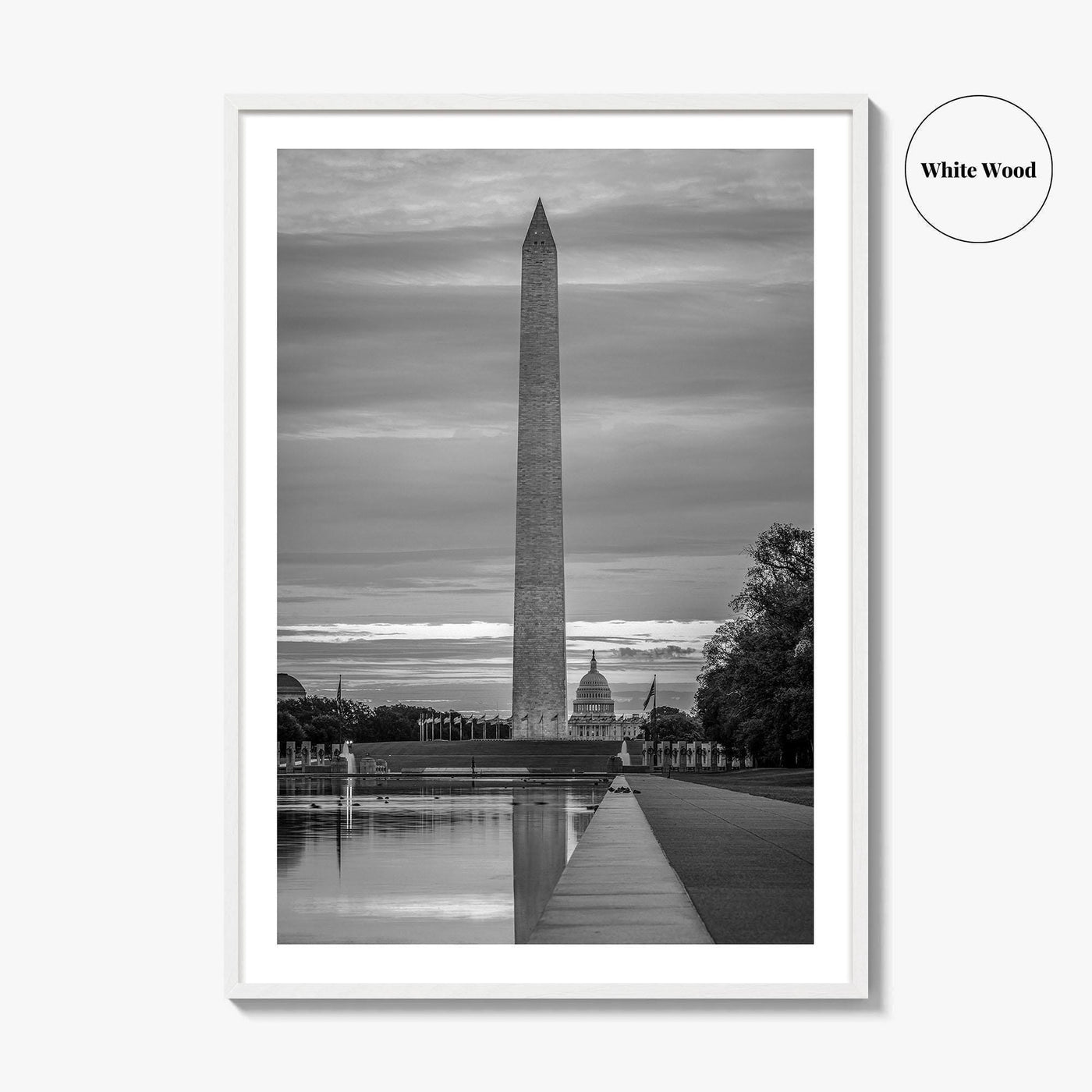 Washington DC Black and White Fine Art Photo Print, US Capitol National Mall Poster