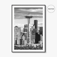 Seattle Skyline Black and White Fine Art Photo Print, Washington Poster