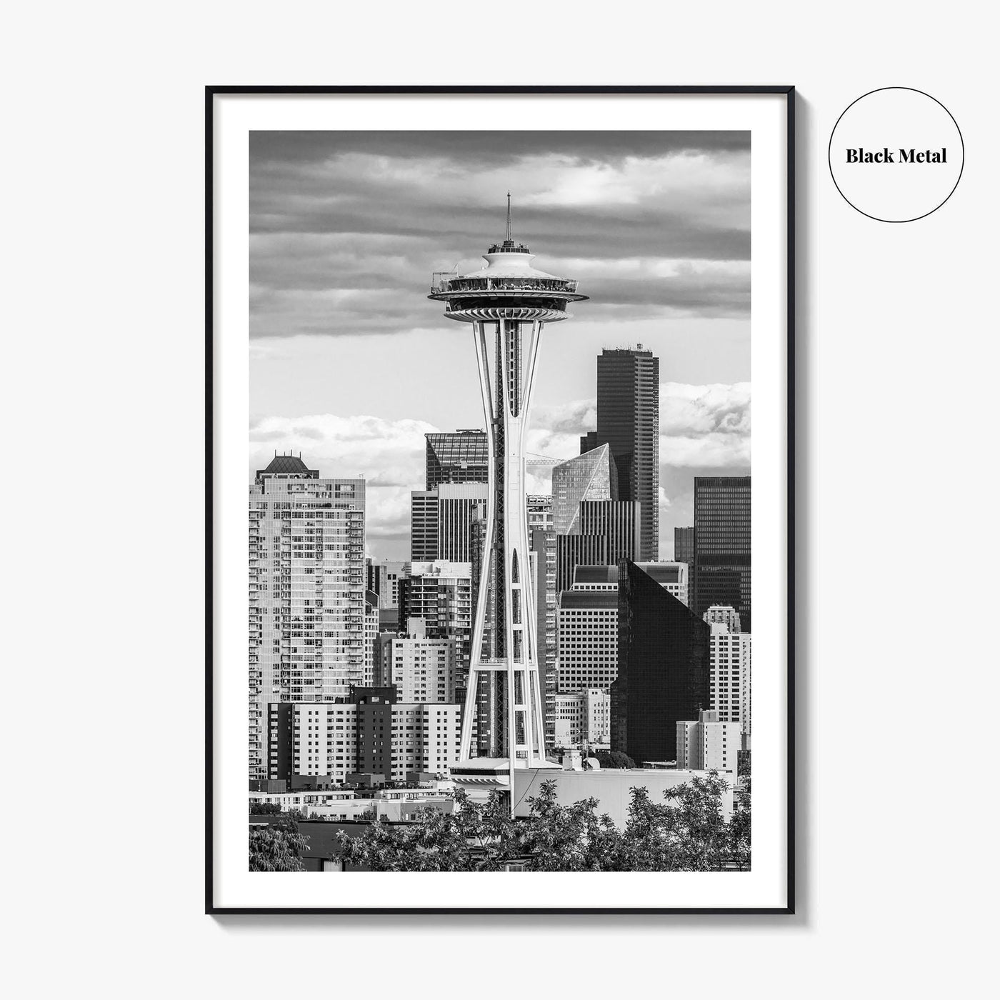 Seattle Skyline Black and White Fine Art Photo Print, Washington Poster