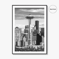 Seattle Skyline Black and White Fine Art Photo Print, Washington Poster