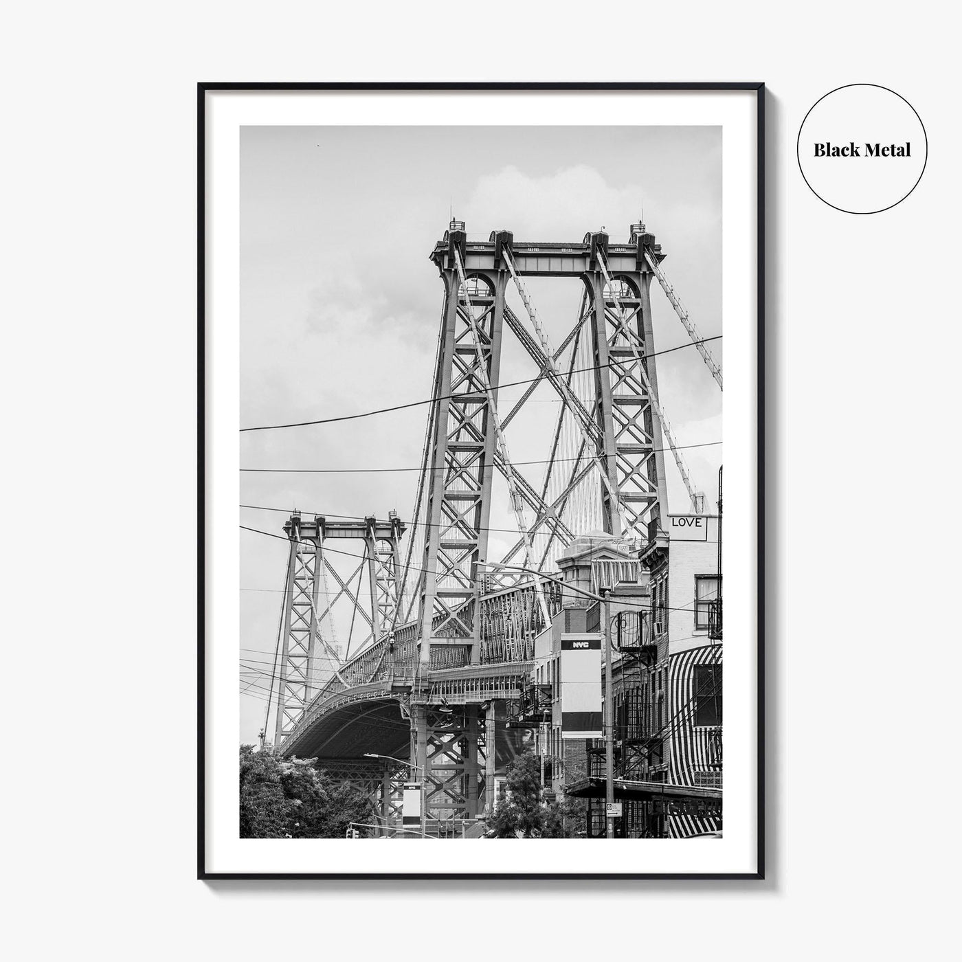 Williamsburg Bridge New York Black and White Fine Art Photo Print, Brooklyn NYC, Poster