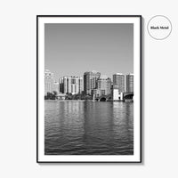 West Palm Beach Skyline Black and White Fine Art Photo Print, Florida Poster