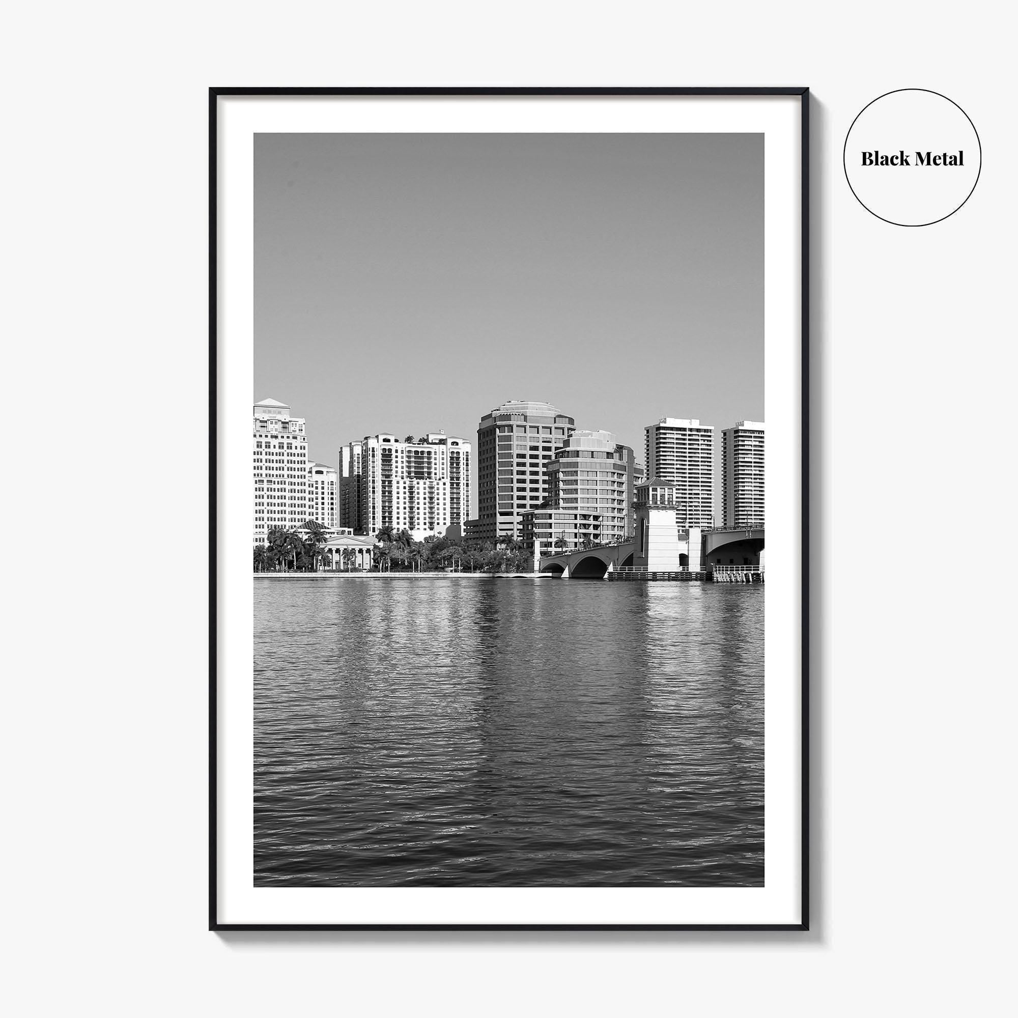 West Palm Beach Skyline Black and White Fine Art Photo Print, Florida Poster