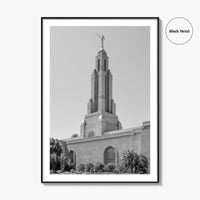 Redlands Black and White Fine Art Photo Print, Mormon Temple, California Poster, San Bernardino