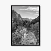 Zion National Park Black and White Fine Art Photo Print, Watchman, Utah USA Poster