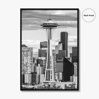 Seattle Skyline Black and White Fine Art Photo Print, Washington Poster