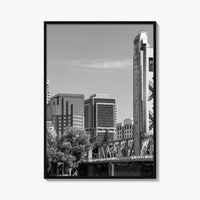 Sacramento Skyline Black and White Fine Art Photo Print, Tower Bridge, California Poster