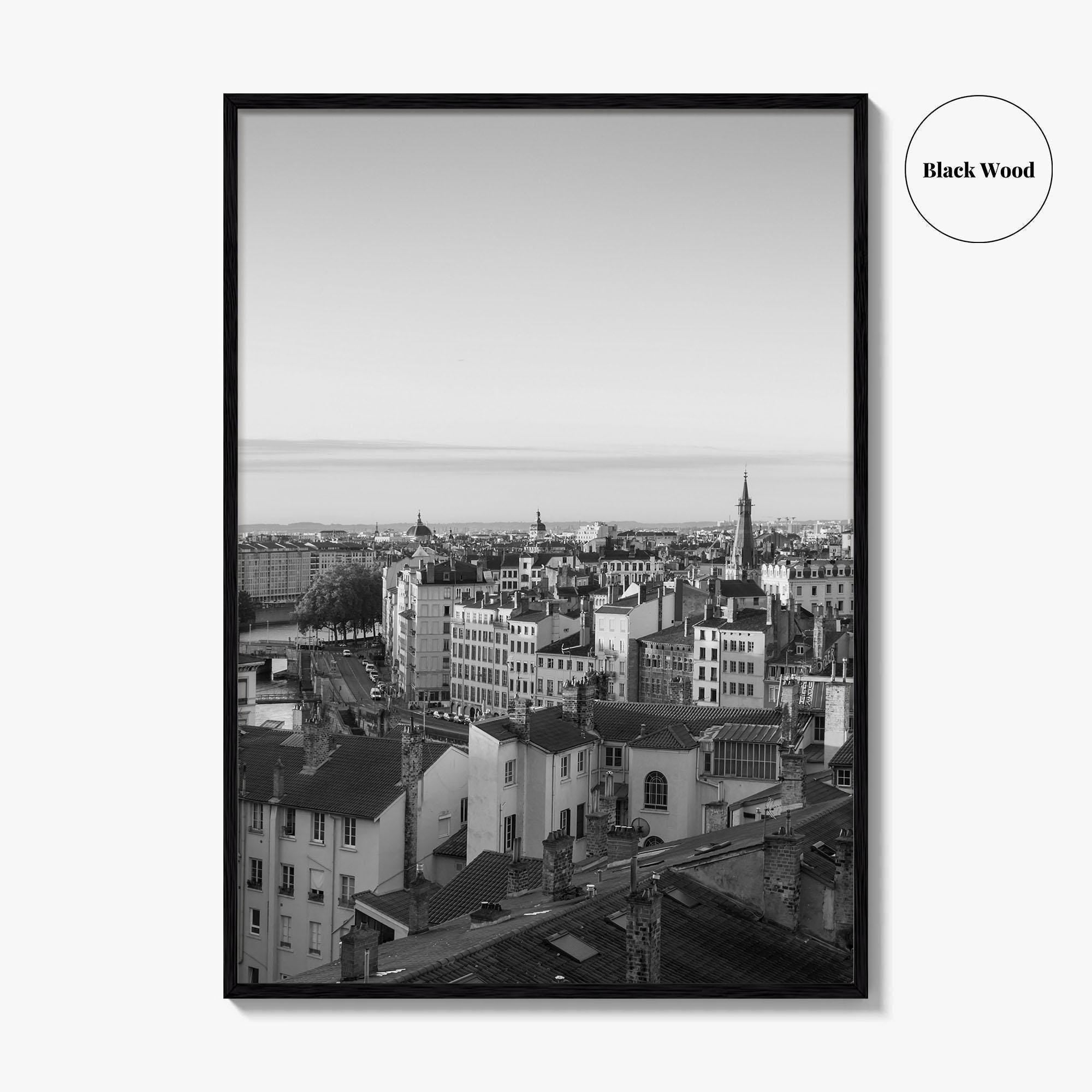 Vieux Lyon Black and White Fine Art Photo Print, Croix-Rousse, France, Wall Decor Poster