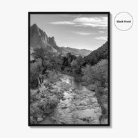 Zion National Park Black and White Fine Art Photo Print, Watchman, Utah USA Poster