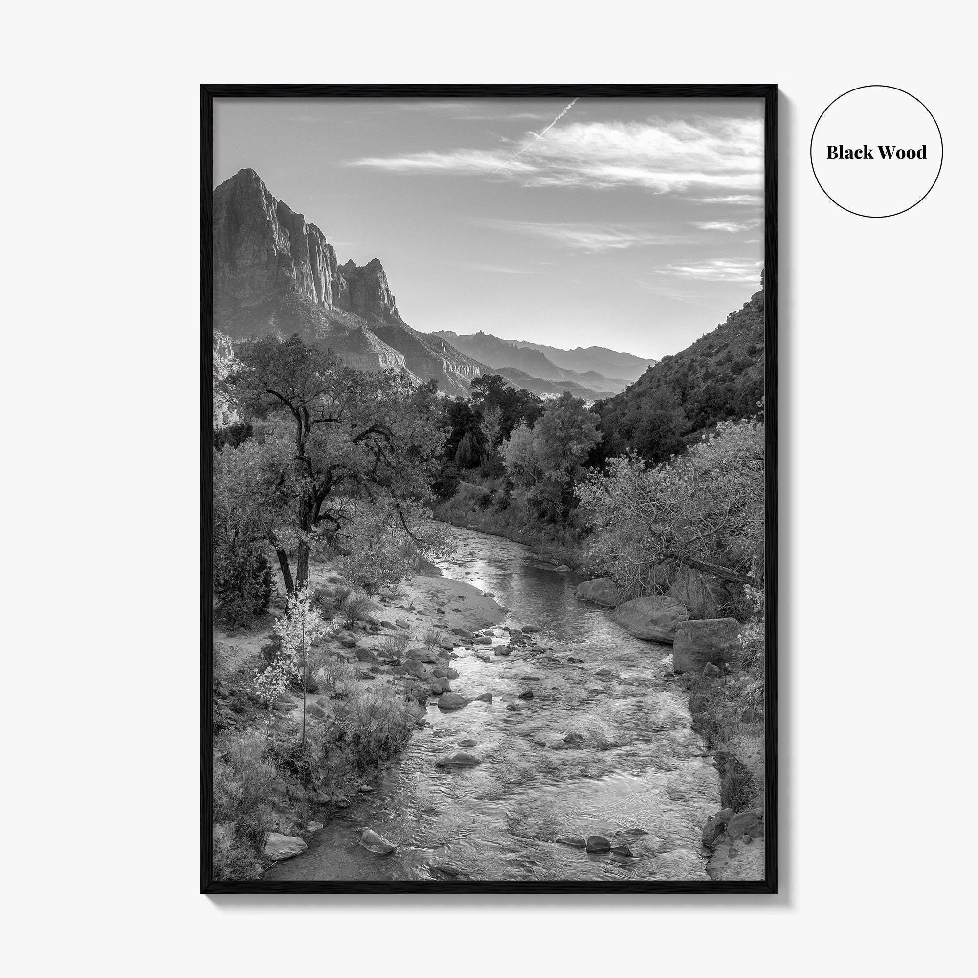 Zion National Park Black and White Fine Art Photo Print, Watchman, Utah USA Poster
