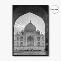 Taj Mahal Black and White Fine Art Photo Print, Agra India Poster