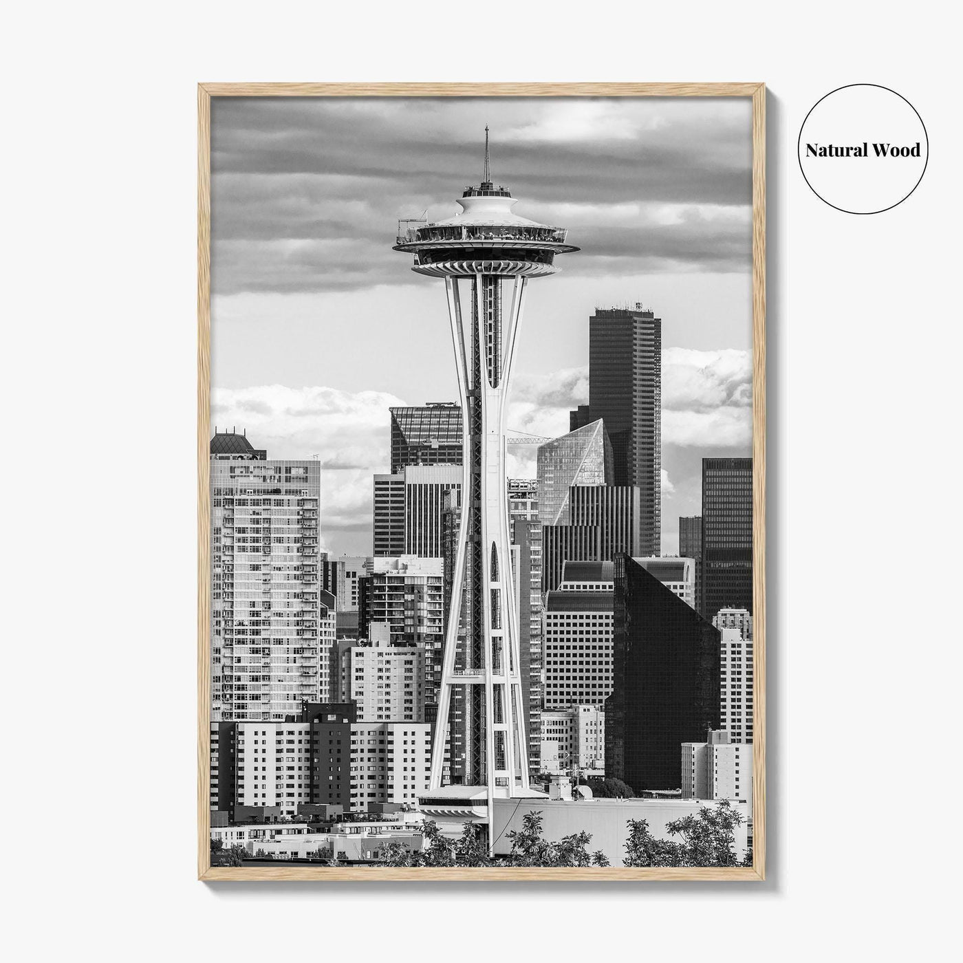 Seattle Skyline Black and White Fine Art Photo Print, Washington Poster