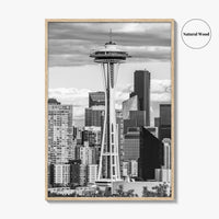 Seattle Skyline Black and White Fine Art Photo Print, Washington Poster